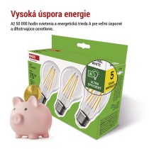 LED žiarovka Filament A CLASS A60 / E27 / 5 W (75 W) / 1 060 lm / neutrálna biela