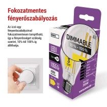 LED izzó Filament A60 / E27 / 7,5 W (75 W) / 1 055 lm / természetes fehér / dimmelhető