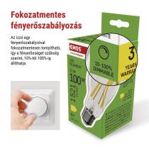 LED izzó Filament A60 / E27 / 11W (100W) / 1521 lm / természetes fehér / dimmelhető