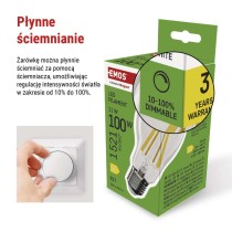 Żarówka LED Filament A60 / E27 / 11W (100W) / 1521 lm / neutralna biel / ściemnialna