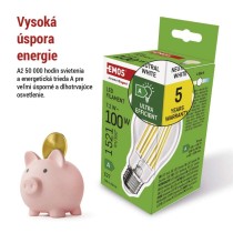 LED žiarovka Filament A60 A CLASS / E27 / 7,2 W (100 W) / 1521 lm / neutrálna biela