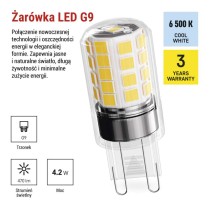 Żarówka LED Classic JC / G9 / 4,2 W (40 W) / 470 lm / zimna biel
