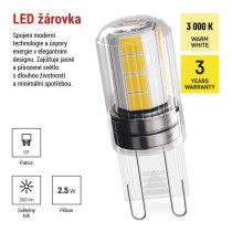 LED žárovka Classic JC / G9 / 2,5 W (32 W) / 350 lm / teplá bílá 
