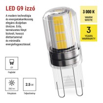 LED izzó Classic JC / G9 / 2,5 W (32 W) / 350 lm / meleg fehér 