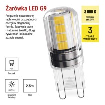 Żarówka LED Classic JC / G9 / 2,5 W (32 W) / 350 lm /ciepła biel