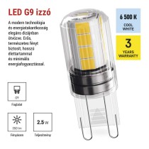 LED izzó Classic JC / G9 / 2,5 W (32 W) / 350 lm / Hideg fehér