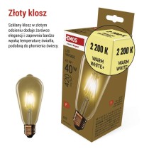 Żarówka LED Vintage ST64 / E27 / 4,5 W (40 W) / 420 lm / 420 lm / Ciepła biel