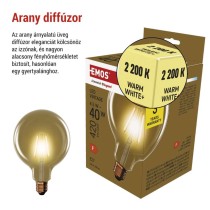 LED izzó Vintage G125 / E27 / 4,5 W (40 W) / 420 lm / Meleg fehér