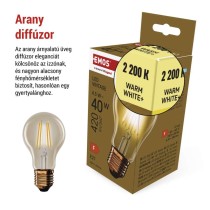 LED izzó Vintage A60 / E27 / 4,5 W (40 W) / 420 lm / Meleg fehér