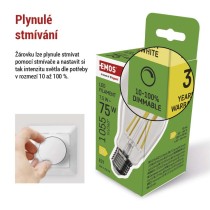 LED žárovka Filament A60 / E27 / 7,5 W (75 W) / 1 055 lm / teplá bílá / stmívatelná