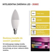 GoSmart Żarówka LED świeczka / E14 / 4,8 W (40 W) / 470 lm / RGB / ściemnialna / Zigbee