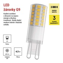 LED žárovka Classic JC / G9 / 4,3 W (48 W) / 600 lm / teplá bílá