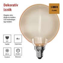 LED izzó DECO G130OA / E27 / 4 W (22 W) / 220 lm / flame