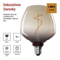 LED žiarovka DECO S123 / E27 / 4 W (16 W) / 150 lm / flame