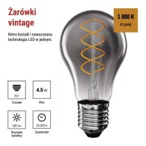 Żarówka LED DECO SMOKED A60 / E27 / 4,5 W (19 W) / 180 lm / flame