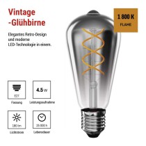 LED Lampe DECO SMOKED ST64 / E27 / 4,5 W (19 W) / 180 lm / flame