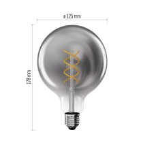 LED izzó DECO SMOKED G125 / E27 / 4,5 W (19 W) / 180 lm / flame