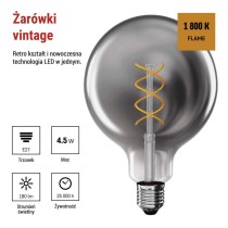 Żarówka LED DECO SMOKED G125 / E27 / 4,5 W (19 W) / 180 lm / flame