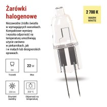 Żarówka halogenowa JC 14W G4 ciepła biel