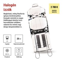 EMOS halogén izzó JC G9 25W 260lm
