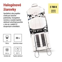 Halogénová žiarovka JC 30W G9 teplá biela 300 °C