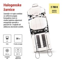 Halogenska žarnica JC 30W G9 Toplo bel