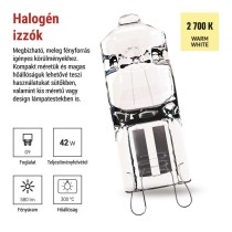 EMOS halogén izzó JC G9 42W 260lm