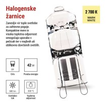 Halogenska žarnica JC 42W G9 Toplo bel
