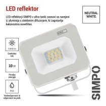 LED reflektor SIMPO 10 W nevtralna bela