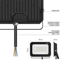 LED reflektor SIMPO 20 W, černý, neutrální bílá