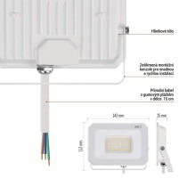 LED reflektor SIMPO 30W, bílý, IP65, 3000 lm, neutrální bílá