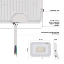 LED reflektor SIMPO 30W, fehér, IP65, 3000 lm, természetes fehér