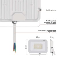 Naświetlacz LED SIMPO 30W, biały, neutralna biel