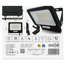LED reflektor GLARO 30W, fekete, IP65, 3000 lm, természetes fehér