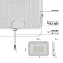 LED reflektor SIMPO 50W, bílý, IP65, 5000 lm, neutrální bílá