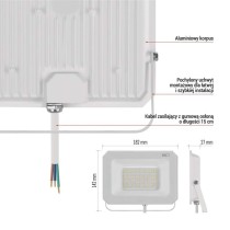 Naświetlacz LED SIMPO 50W, biały, neutralna biel