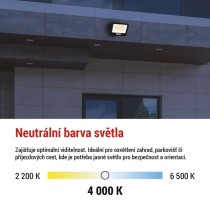 LED reflektor GLARO 100W, černý, IP65, 10000 lm, neutrální bílá