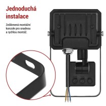 LED reflektor SIMPO s pohybovým čidlem, 10 W, černý, neutrální bílá