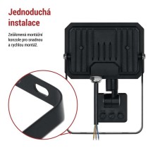 LED reflektor SIMPO s pohybovým čidlem, 20 W, černý, neutrální bílá