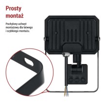 Naświetlacz LED SIMPO 20W, z czujn. PIR, czarny, neutralna biel
