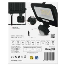 LED reflektor GLARO PIR 20 W, fekete, IP54, 2000 lm, természetes fehér