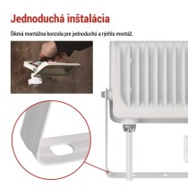 LED reflektor GLARO s pohybovým čidlom, 30 W, biely, IP54, 3000 lm, neutrálna biela