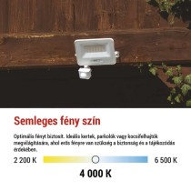 LED reflektor GLARO PIR 30 W, fehér, IP54, 3000 lm, természetes fehér