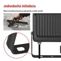 LED reflektor GLARO s pohybovým čidlom, 50 W, čierny, IP54, 5000 lm, neutrálna biela