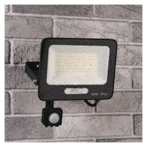 GLARO LED prožektorius su judesio jutikliu, 50 W, juodas, IP54, 5000 lm, neutraliai baltas