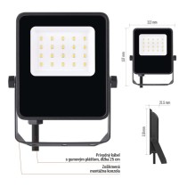 LED reflektor VISIO čierny, 10W neutrálna biela