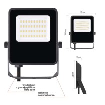 LED reflektor VISIO čierny, 20W neutrálna biela