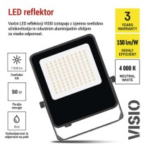 LED reflektor VISIO 50 W nevtralna bela črni