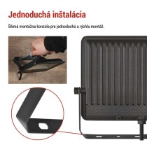 LED reflektor VISIO čierny, 50 W neutrálna biela