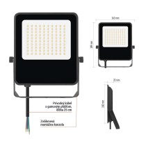 LED reflektor VISIO čierny, 50 W neutrálna biela